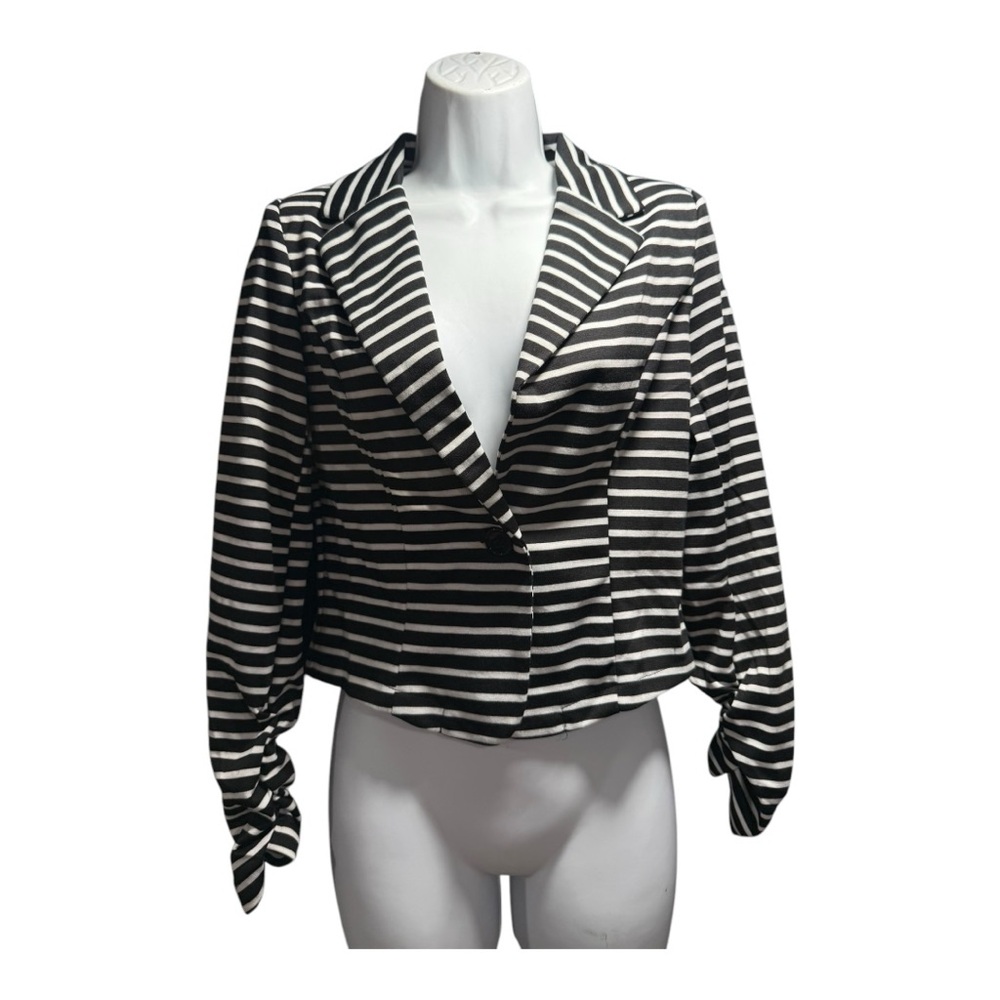 Black and White Striped Women's Jacket